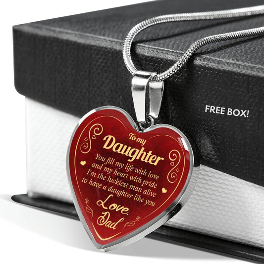 To My Daughter Heart Necklace - Love For My Daughter Gift From Daddy