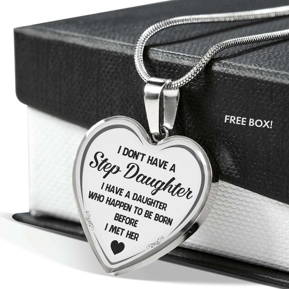 Love Step Daughter Gifts - Heart Necklace For Birthday Wedding