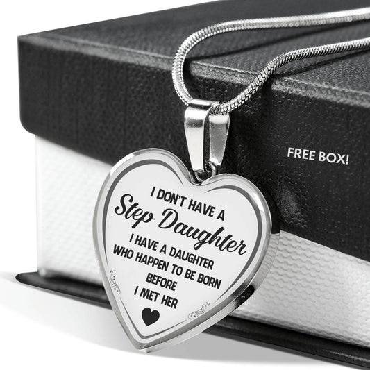 Love Step Daughter Gifts - Heart Necklace For Birthday Wedding