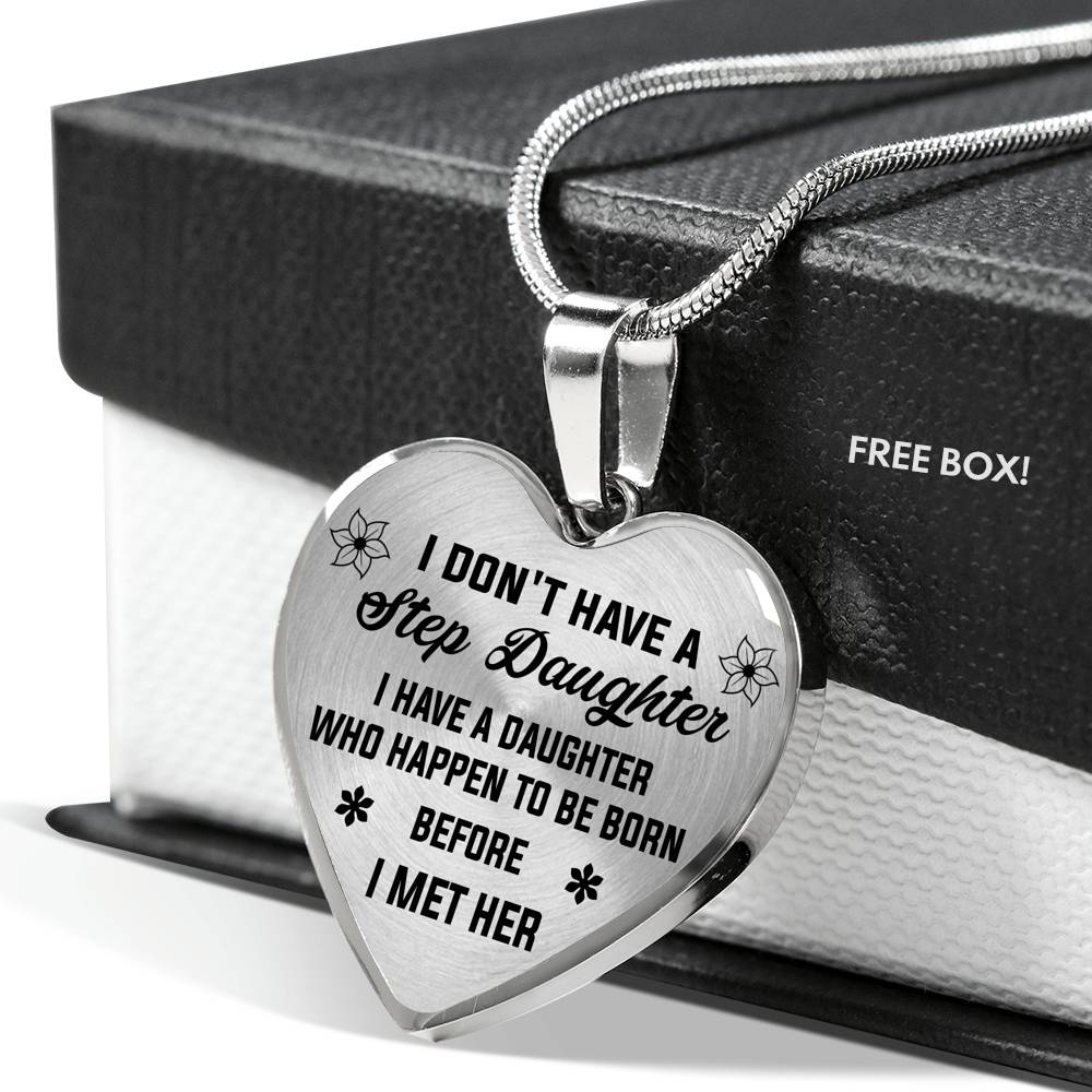 Love Step Daughter Gifts - Heart Necklace For Birthday Wedding