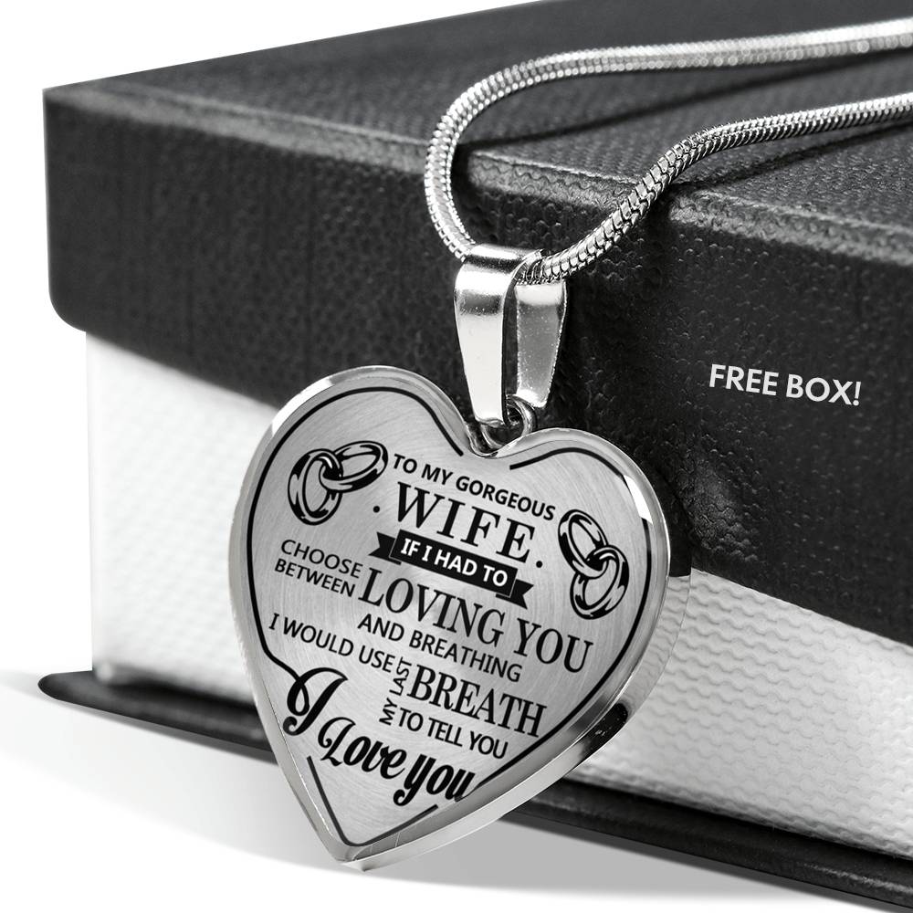 To My Wife I Love You Husband Luxury Silver Necklace Birthday