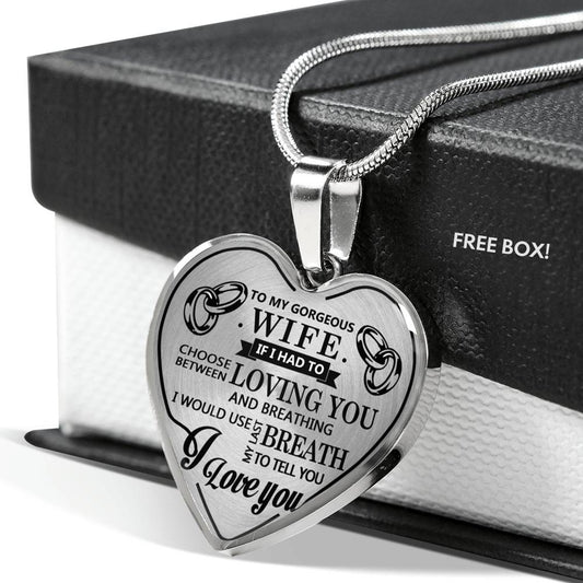 To My Wife I Love You Husband Luxury Silver Necklace Birthday