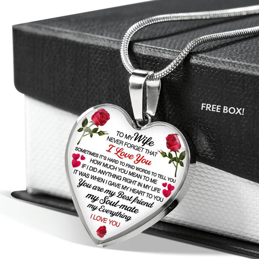 To My Wife Heart Necklace Pendant - Wife And Husband I Love You Gifts For Wife