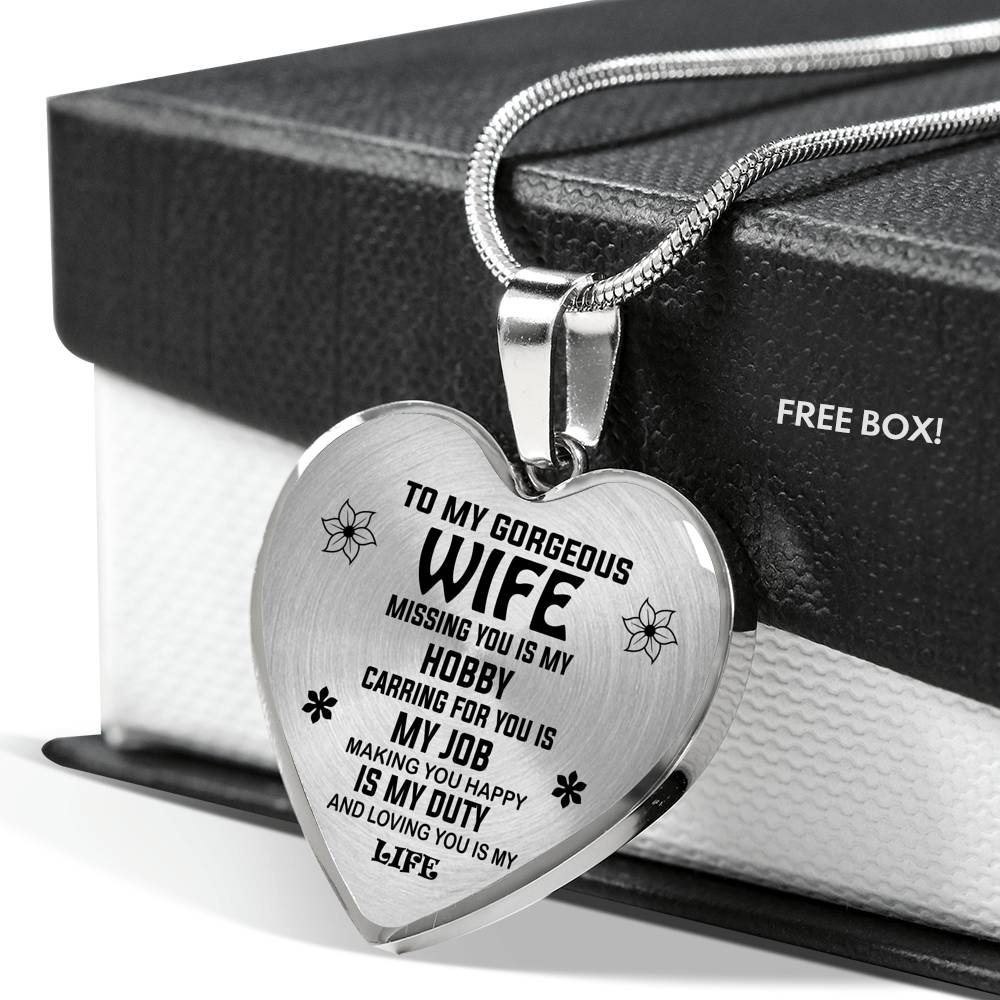 To My Wife Miss You Love Husband Luxury Heart Shape Necklace Gift Birthday