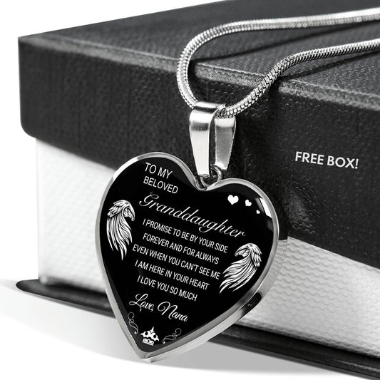 To My Beloved Granddaughter Love Grandma Heart Necklace Gift For Granddaughter