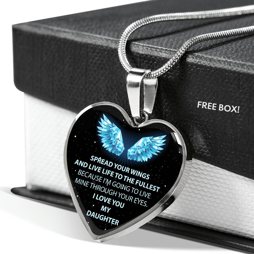 To Our Daughter Necklace - Mom & Dad Love You Heart Pendant - Gift for Teen Girl