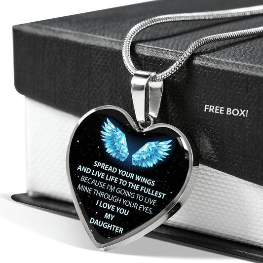 To Our Daughter Necklace - Mom & Dad Love You Heart Pendant - Gift for Teen Girl