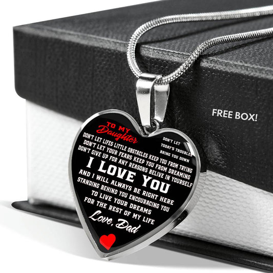 To My Daughter Love Dad Necklace - Heart Shape Necklace Gift for Daughter
