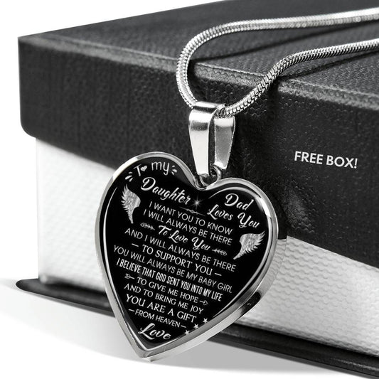 To My Daughter Heart Necklace Gift Ideas from Father Daddy Papa
