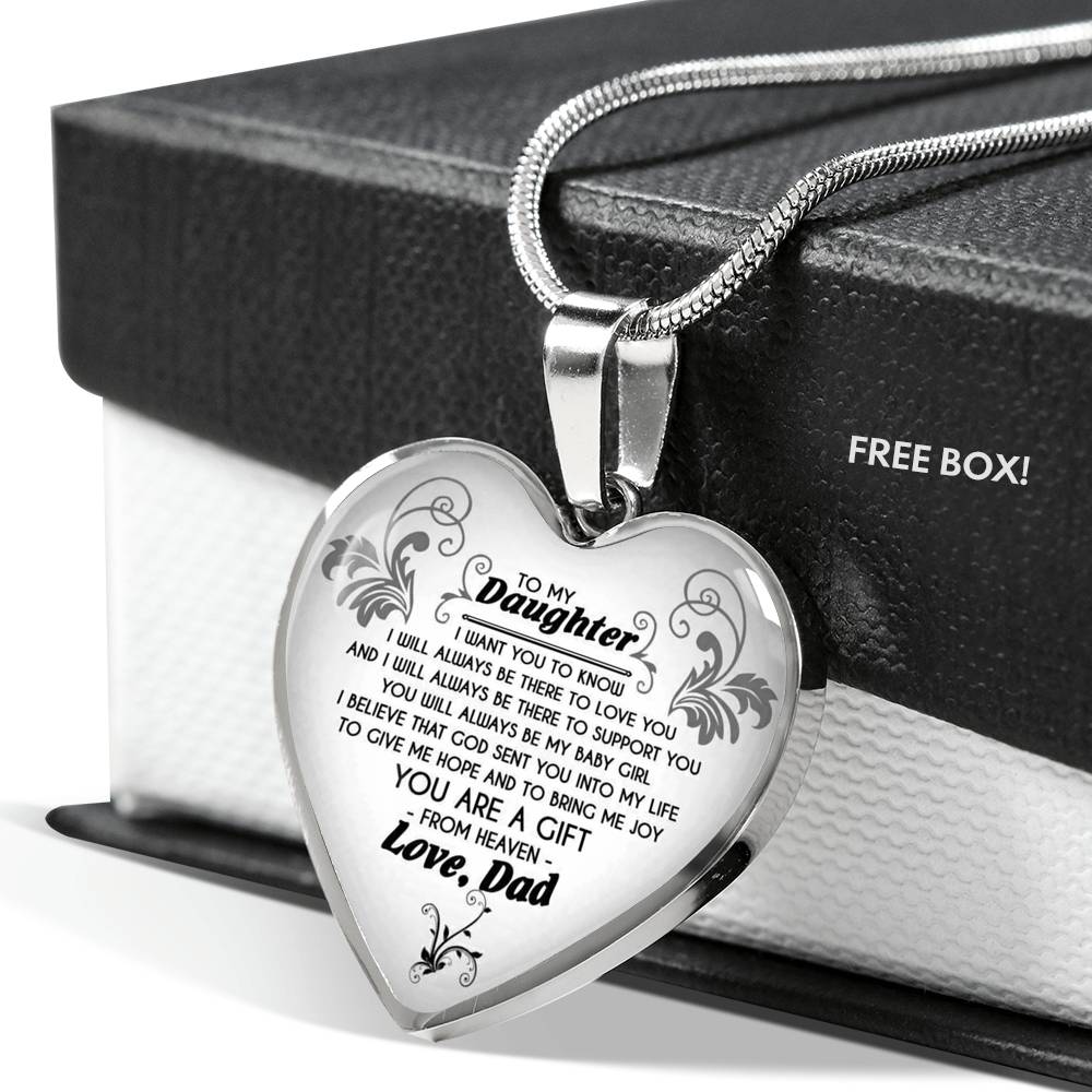 Daughter Birthday Gifts - To My Daughter Heart Pendant Love Dad Necklace Custom