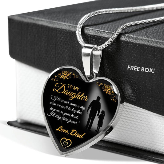To My Daughter Love Dad Luxury Heart Shape Necklace Gift For Daughter