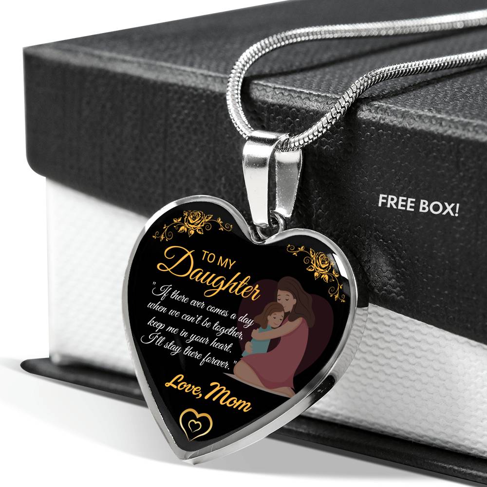 To My Daughter Love Mom Luxury Heart Shape Necklace Gift For Daughter