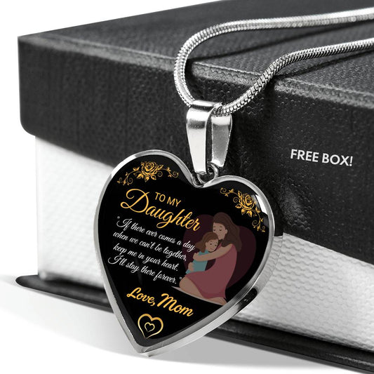 To My Daughter Love Mom Luxury Heart Shape Necklace Gift For Daughter