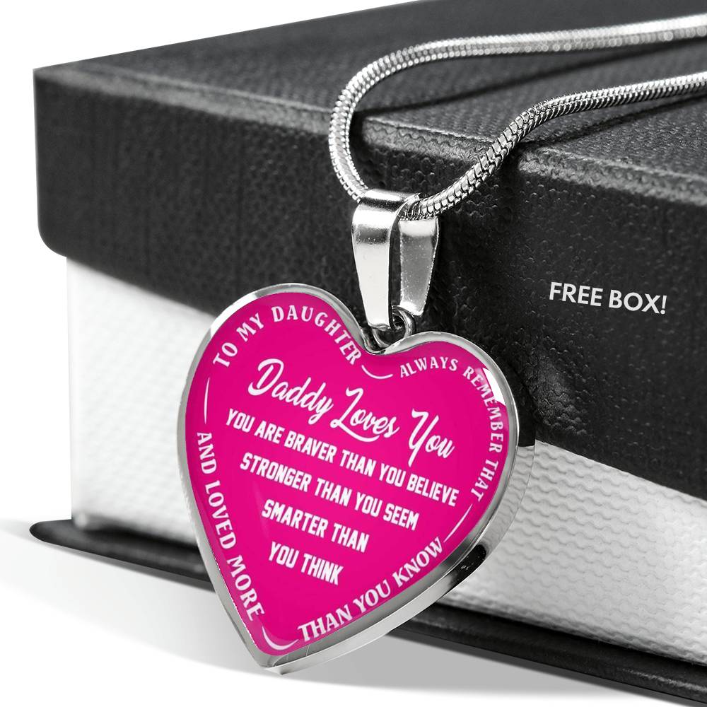 To My Daughter Love Dad Luxury Silver Necklace Birthday Graduation Gift for Kids