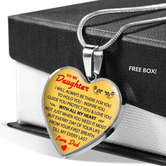 To My Daughter Love Dad - Father and Daughter Necklace Heart Gift from Daddy