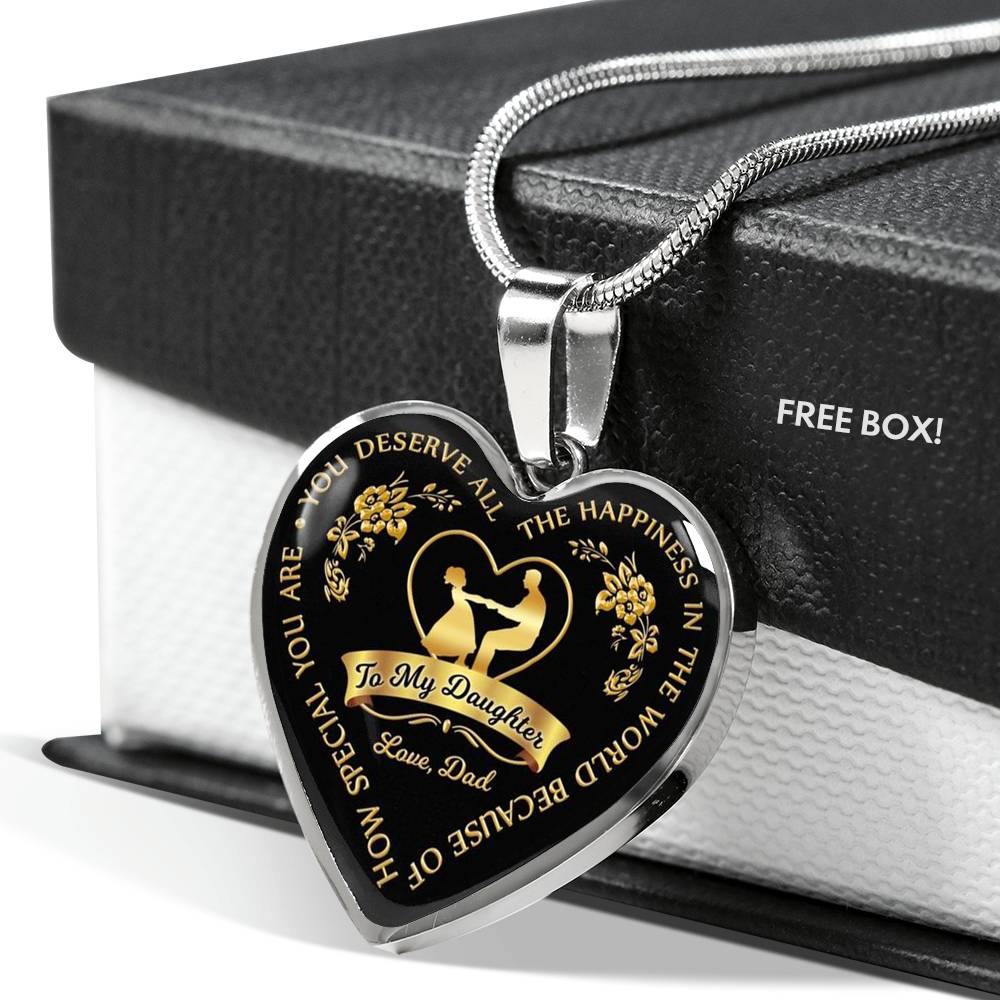 To My Daughter Necklace from Dad I Love You Quote Heart Gold Necklace Pendant