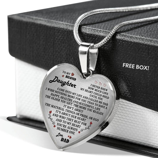 To My Daughter Necklace Heart - Father And Daughter Necklace Pendant Gift Idea