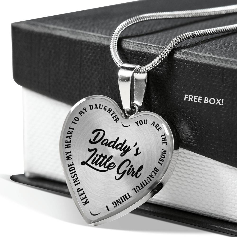 To My Daughter Heart Pendant Necklace - Daddy's Little Girl - Gift for Teen Girl