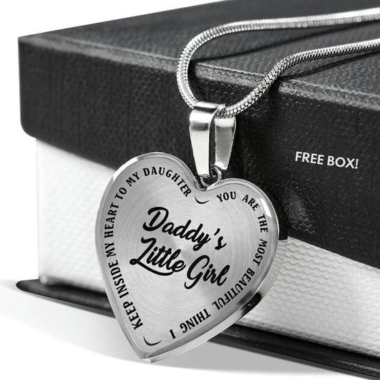 To My Daughter Heart Pendant Necklace - Daddy's Little Girl - Gift for Teen Girl
