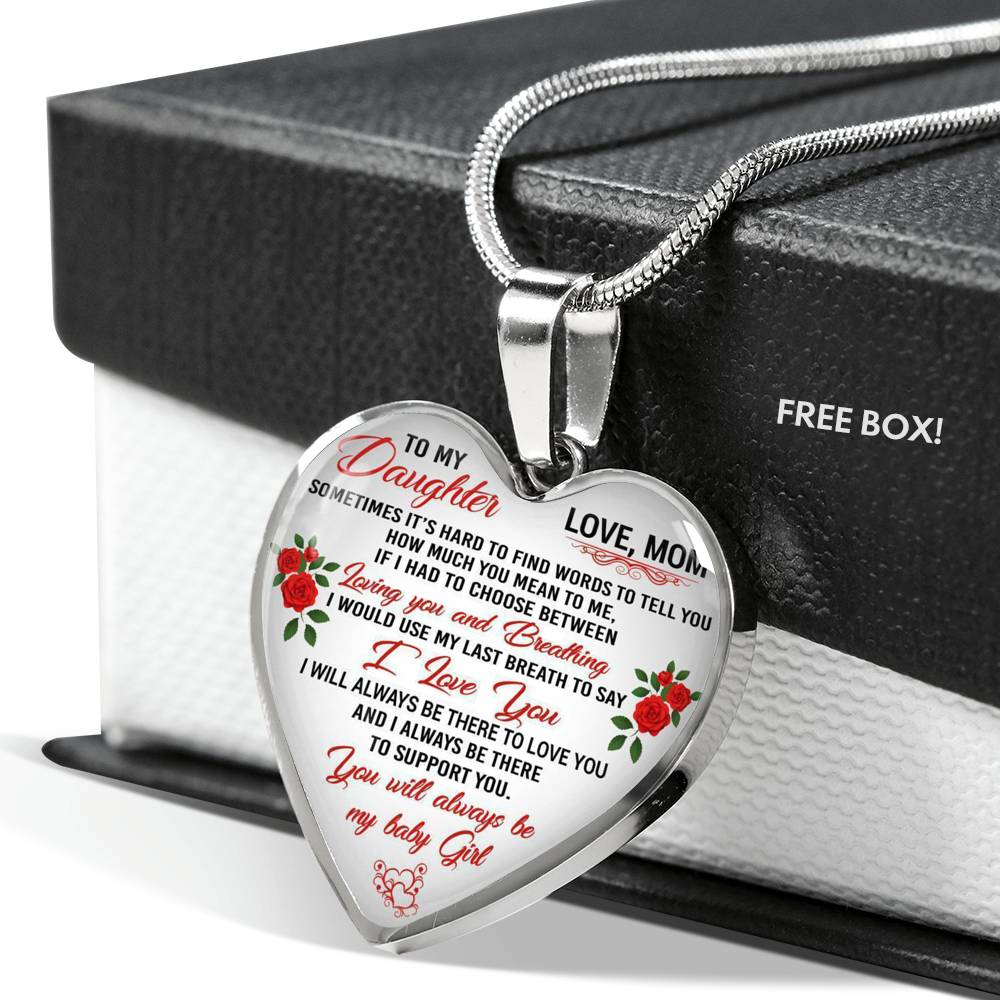 Mother And Daughter - To My Daughter Necklace Heart Pendant Gift From Mom