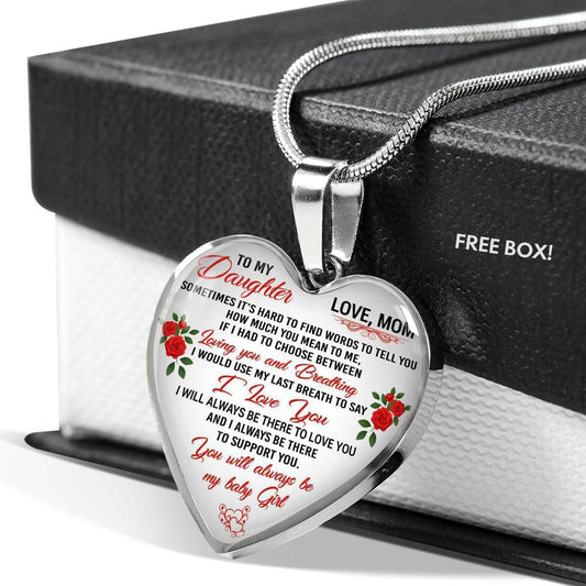 Mother And Daughter - To My Daughter Necklace Heart Pendant Gift From Mom