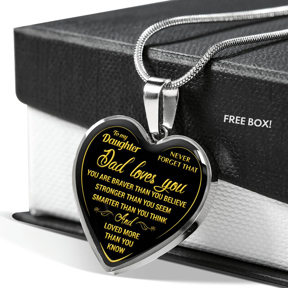 To My Daughter Dad Loves You Necklace Heart Pendant Luxury Gift For Little Girls