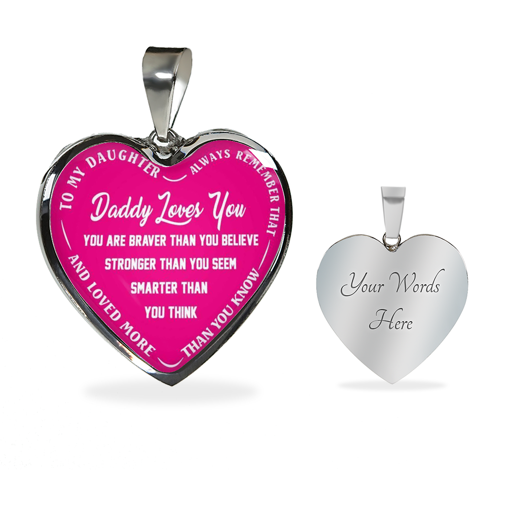 To My Daughter Love Dad Luxury Silver Necklace Birthday Graduation Gift for Kids