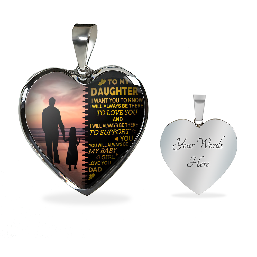 Vuvuzi Tee to My Daughter Necklace Heart from Dad - Gold Pendant Necklace