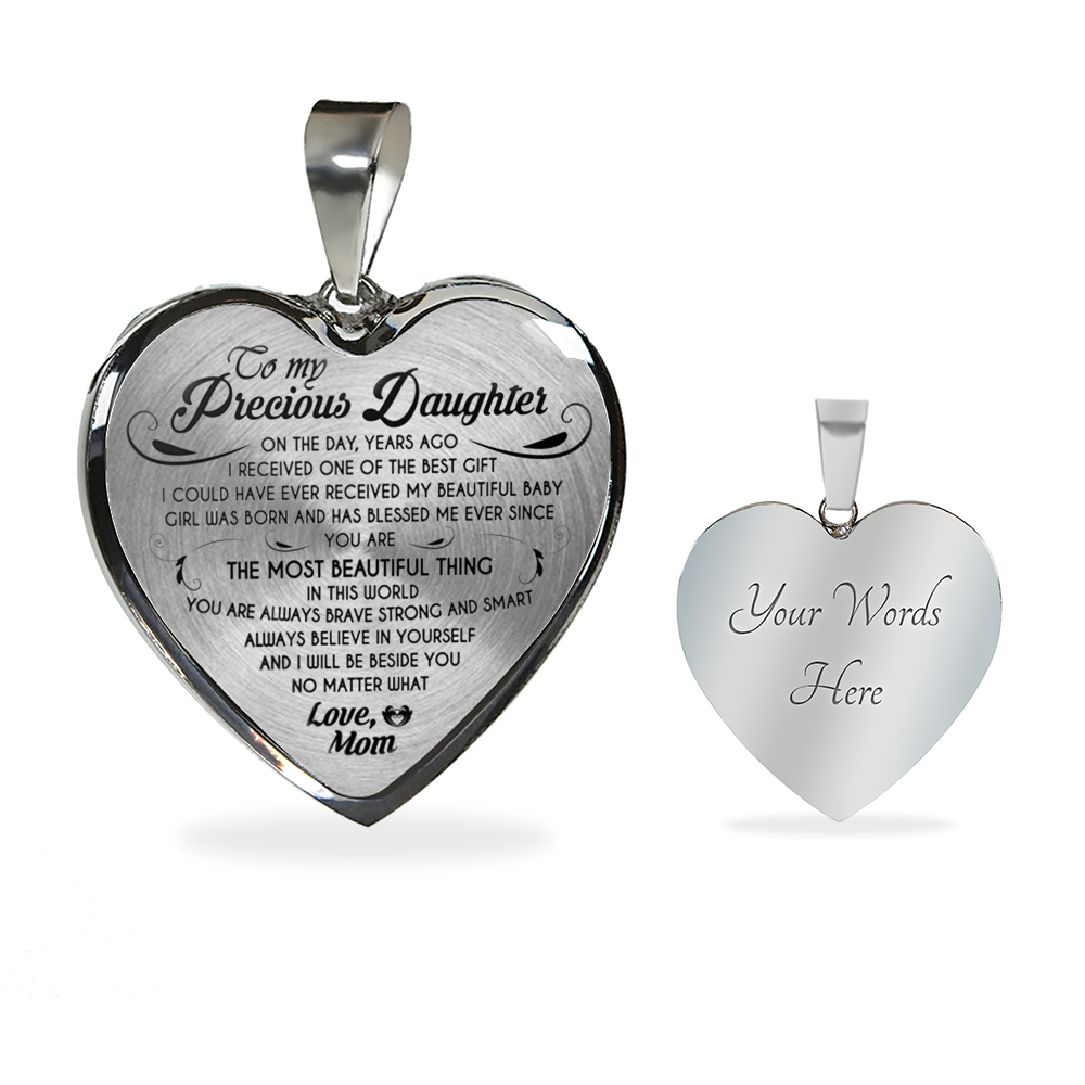 To My Daughter Necklace Heart From Mom - I love My Mom Birthday Necklace Gift