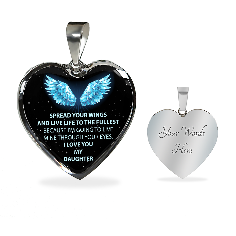 To Our Daughter Necklace - Mom & Dad Love You Heart Pendant - Gift for Teen Girl