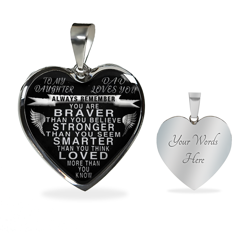 To my daughter - from dad - always remember heart pendant necklace silver