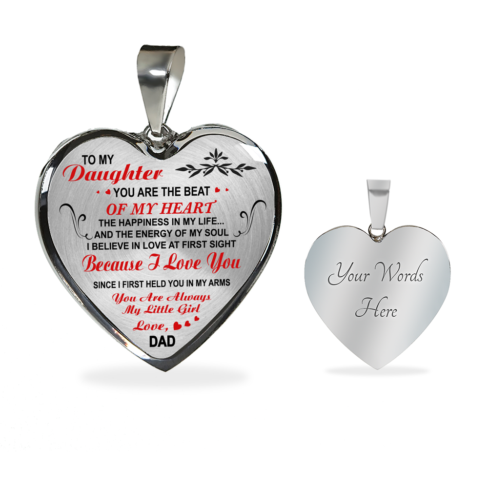 Father And Daughter Necklace Heart Pendant - To My Daughter Necklace Love Dad