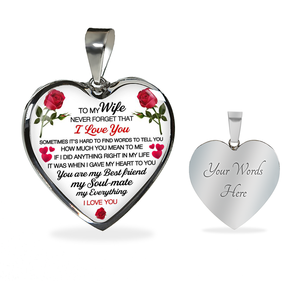 To My Wife Heart Necklace Pendant - Wife And Husband I Love You Gifts For Wife