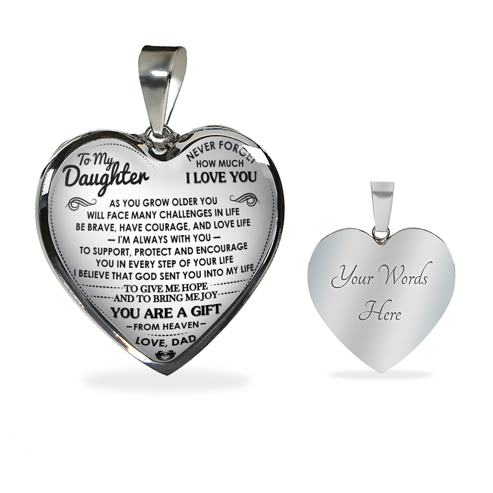 To My Daughter Heart Necklace - Father And Daughter Necklace - Gift From Daddy
