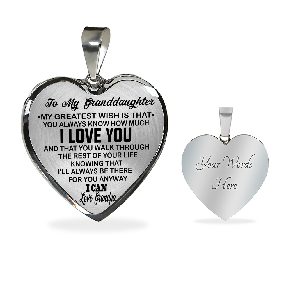 To My Granddaughter Love Dad - Heart Necklace Pendant From Grandpa