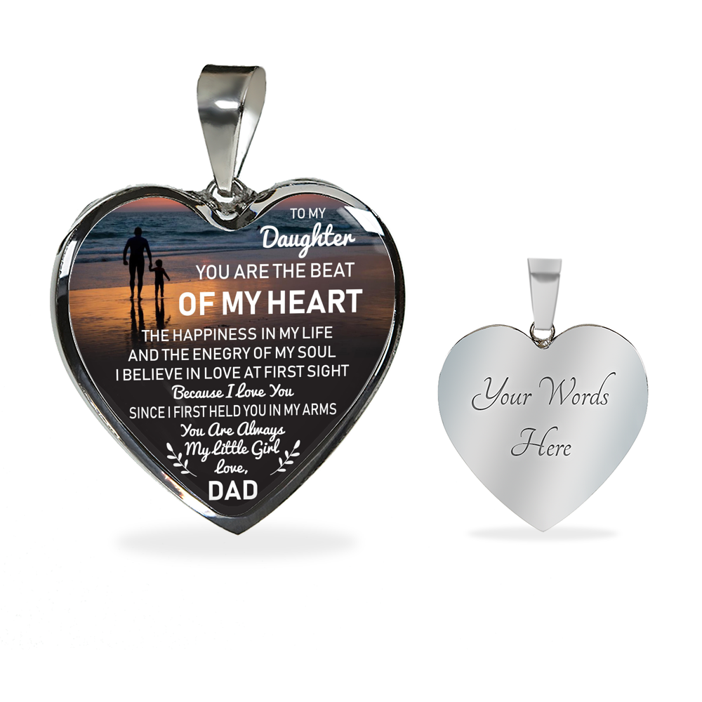 ZEN DEAL - Father and Daughter Necklace Heart Pendant - to My Daughter Necklace Love Dad