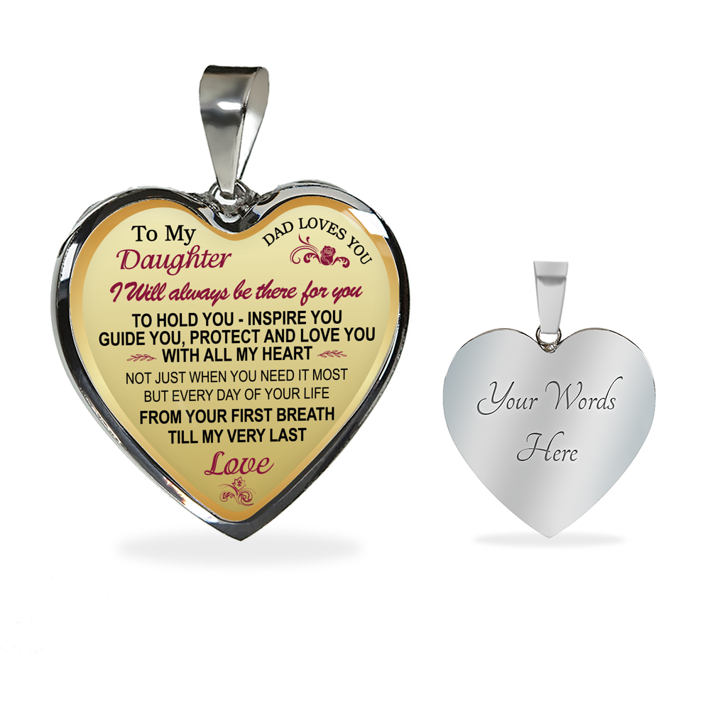 To My Daughter Heart Necklace from Daddy Papa - Unique Novelty Luxury Necklace