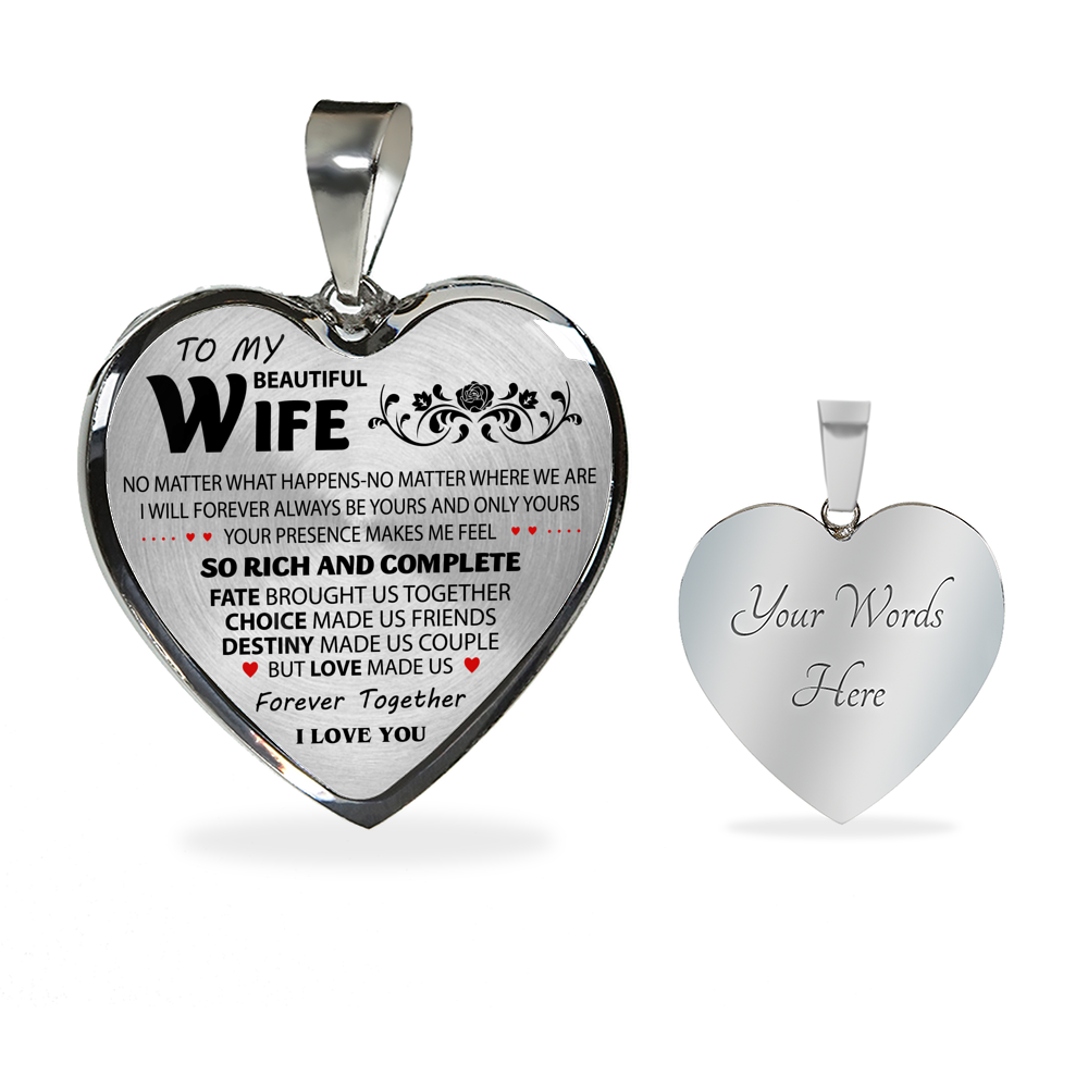 To My Beautiful Wife Necklace Heart Pendant -Best Gifts Wife - From Husband