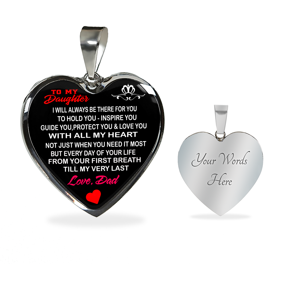 To My Daughter Love Dad - Father and Daughter Necklace Heart Gift from Father