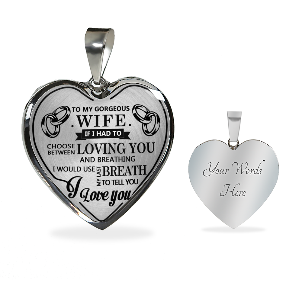 To My Wife I Love You Husband Luxury Silver Necklace Birthday