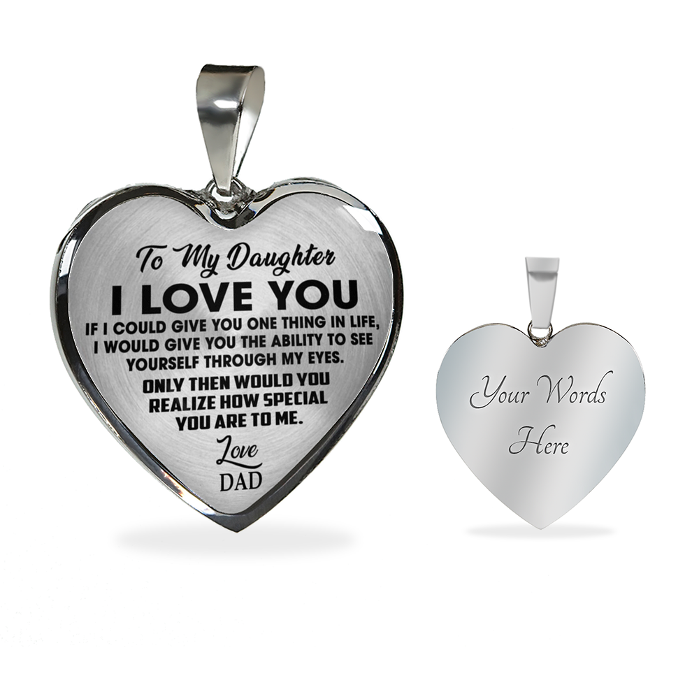 Father & Daughter Necklace - I Love You Daughter Heart Necklace