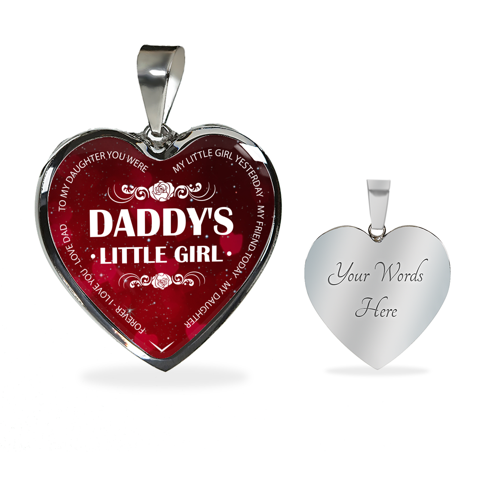 To My Daughter Heart Pendant Necklace - Daddy's Little Girl - Gift for Teen Girl