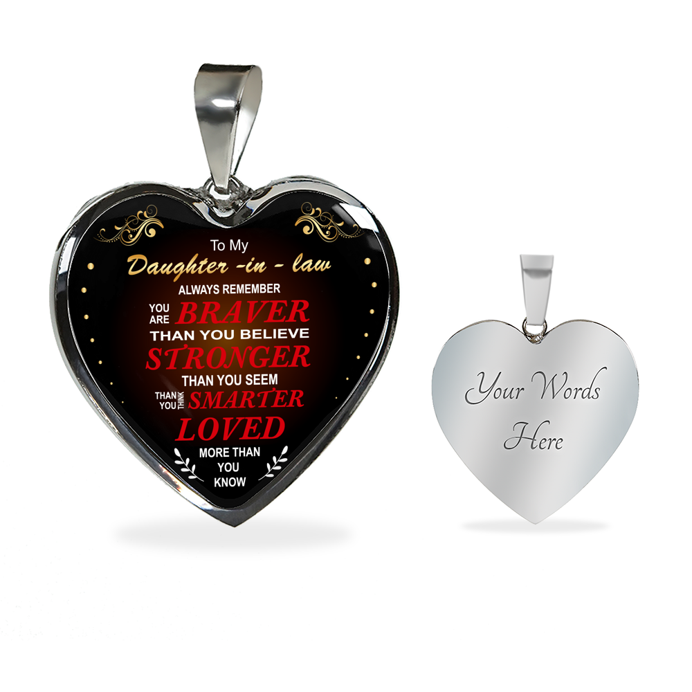 to My Daughter-in-Law Necklace-from Father - Dad Loves You Love Quotes - Silver Heart Pendant
