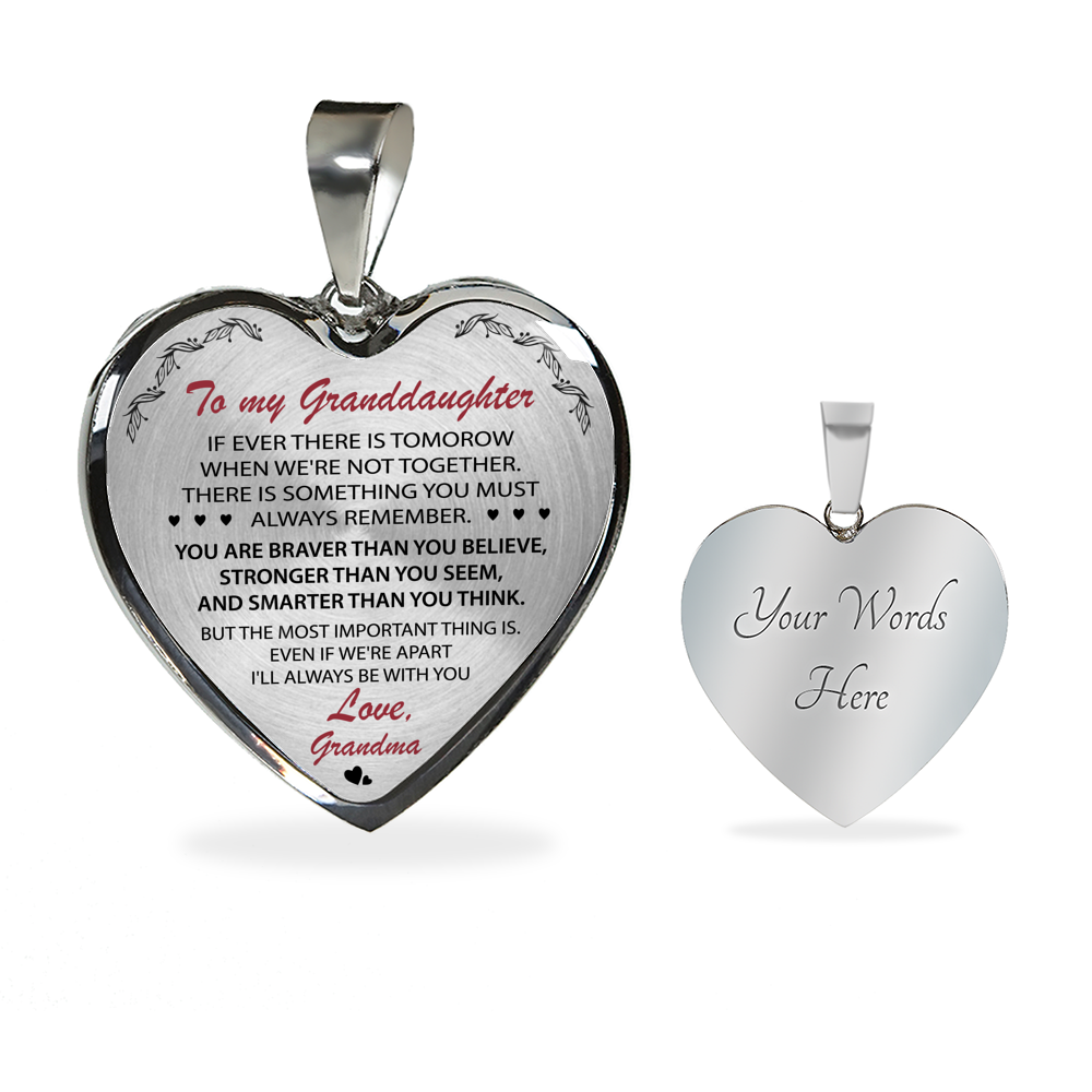 WOLMUG - to My Granddaughter If Ever There is Tomorrow Heart Necklace - Sliver Heart Pendant