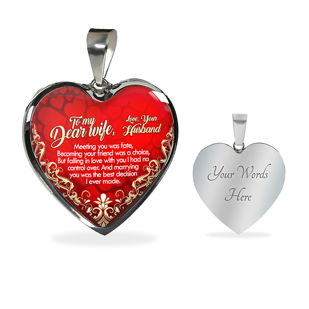 To My WIFE HEART LOVE NECKLACE PENDANT Anniversary Birthday GIFT For Your Wife