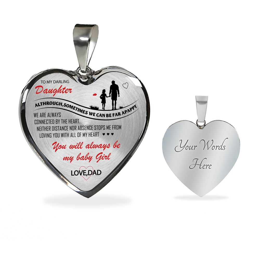 To my Darling Daughter Love DAD Luxury Heart Shaped Necklace Anniversary Gift