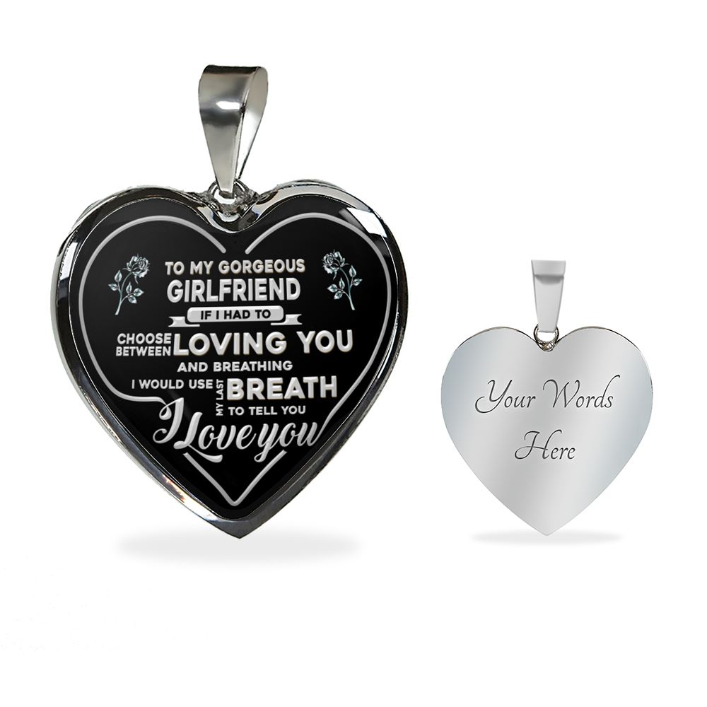 To my gorgeous girlfriend heart necklace - to my love - silver plated pendant