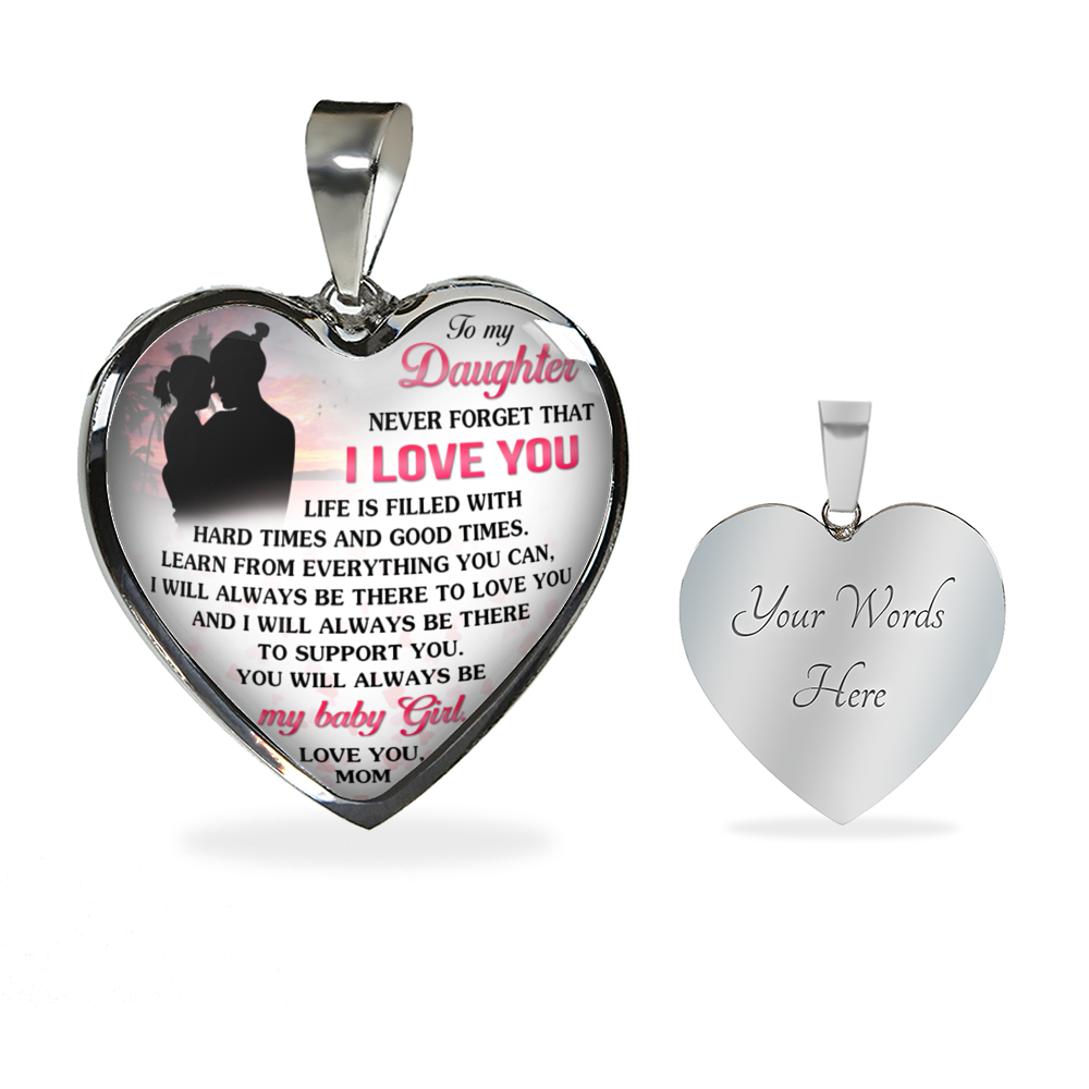 Vuvuzi Tee Daughter and Mom Necklace Heart - to My Daughter Love Mom Necklace