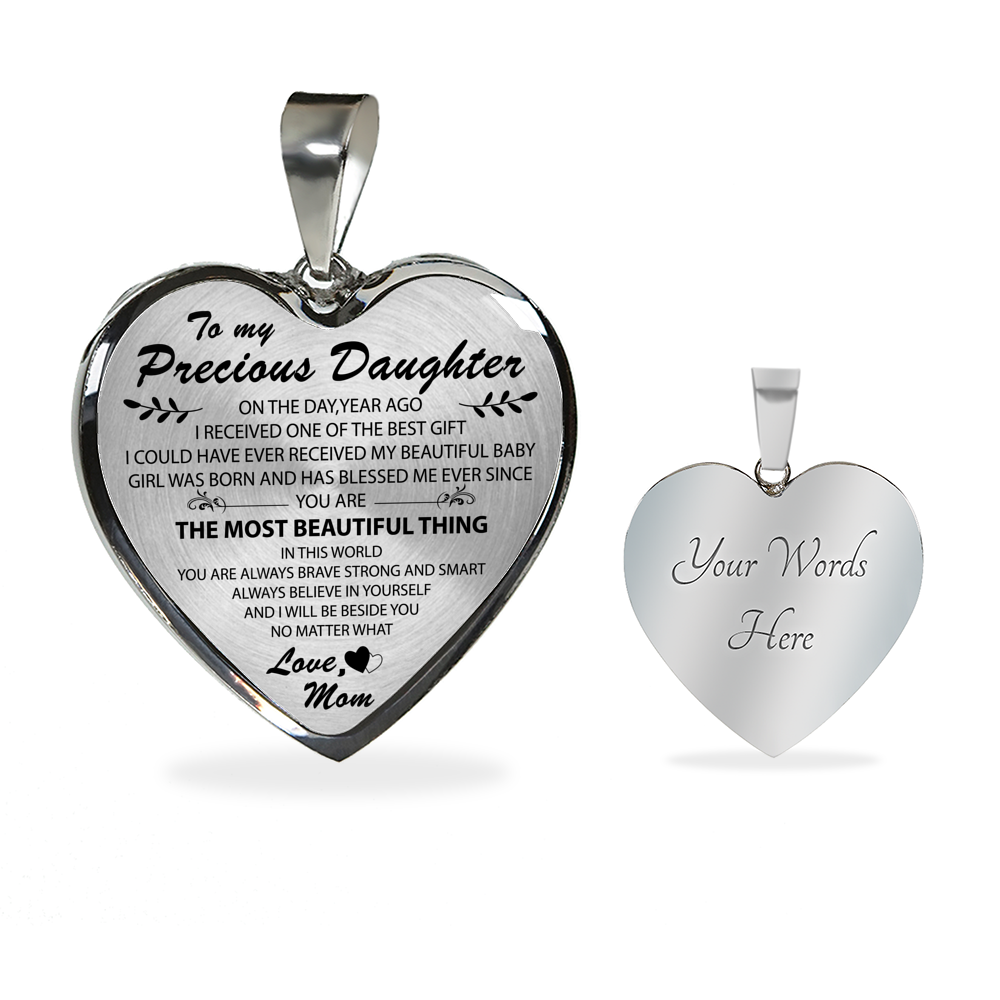 To My Daughter Necklace Heart From Mom - I love My Mom Birthday Necklace Gift