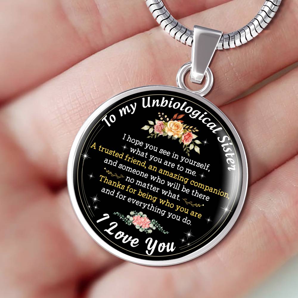 To My UnBiological Sister Necklace - Bonus Sister Gifts Step Sister Birthday Gifts